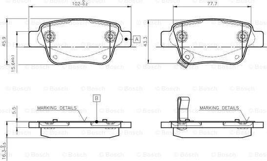 BOSCH 0 986 TB2 464 - Гальмівні колодки, дискові гальма autozip.com.ua