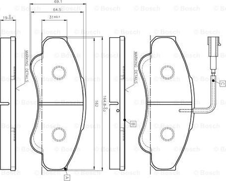 BOSCH 0 986 TB2 431 - Гальмівні колодки, дискові гальма autozip.com.ua