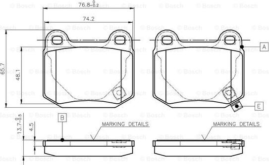 BOSCH 0 986 TB2 476 - Гальмівні колодки, дискові гальма autozip.com.ua