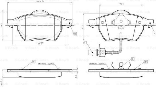 BOSCH 0 986 TB2 673 - Гальмівні колодки, дискові гальма autozip.com.ua