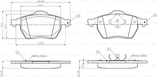 BOSCH 0 986 TB2 672 - Гальмівні колодки, дискові гальма autozip.com.ua