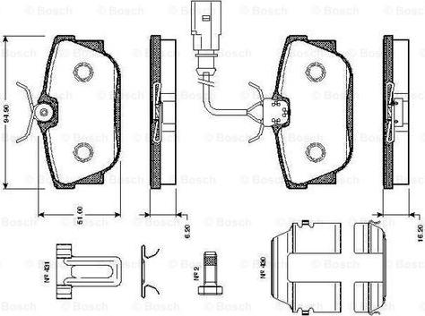 BOSCH 0 986 TB2 047 - Гальмівні колодки, дискові гальма autozip.com.ua