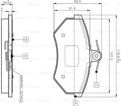 BOSCH 0 986 TB2 004 - Гальмівні колодки, дискові гальма autozip.com.ua