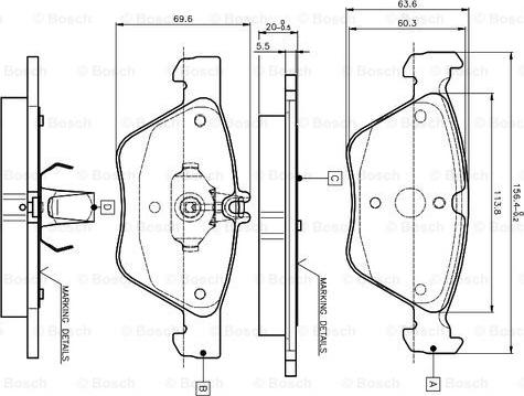 BOSCH 0 986 TB2 034 - Гальмівні колодки, дискові гальма autozip.com.ua