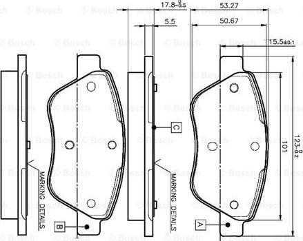 BOSCH 0 986 TB2 835 - Гальмівні колодки, дискові гальма autozip.com.ua