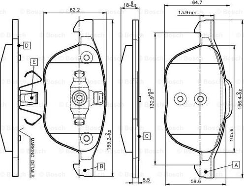 BOSCH 0 986 TB2 877 - Гальмівні колодки, дискові гальма autozip.com.ua