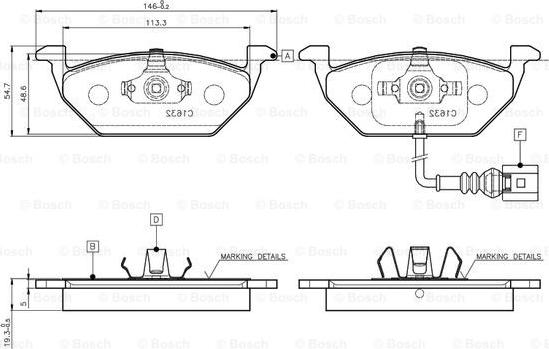 BOSCH 0 986 TB2 314 - Гальмівні колодки, дискові гальма autozip.com.ua