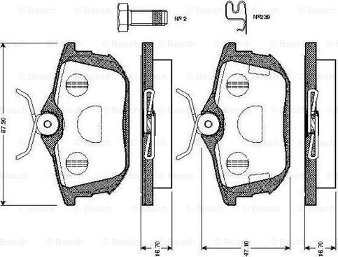 BOSCH 0 986 TB2 299 - Гальмівні колодки, дискові гальма autozip.com.ua