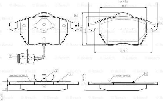 BOSCH 0 986 TB2 213 - Гальмівні колодки, дискові гальма autozip.com.ua