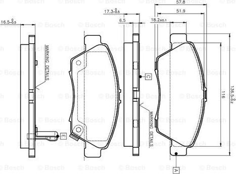 BOSCH 0 986 TB2 232 - Гальмівні колодки, дискові гальма autozip.com.ua