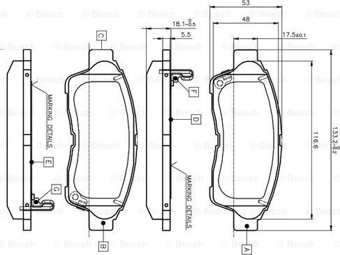 BOSCH 0 986 TB2 222 - Гальмівні колодки, дискові гальма autozip.com.ua