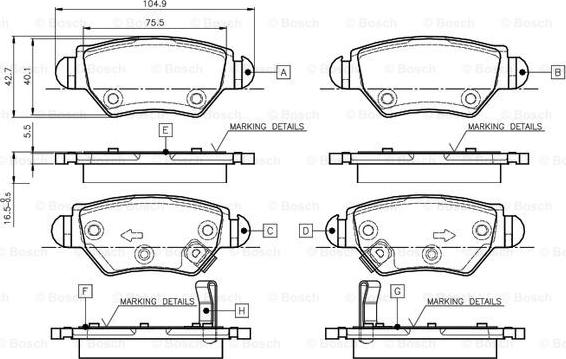 BOSCH 0 986 TB2 777 - Гальмівні колодки, дискові гальма autozip.com.ua