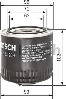 BOSCH 0 451 103 289 - Масляний фільтр autozip.com.ua