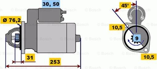 BOSCH 0 001 109 009 - Стартер autozip.com.ua