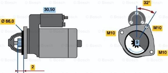 BOSCH 0 001 107 067 - Стартер відновлений VOLVO S40 95-04. V40 96-04 autozip.com.ua