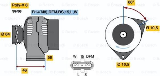 BOSCH 0 124 555 052 - Генератор autozip.com.ua