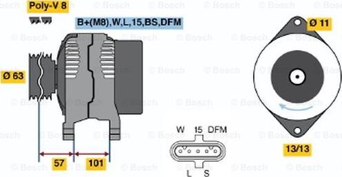 BOSCH 0 124 555 038 - Генератор autozip.com.ua