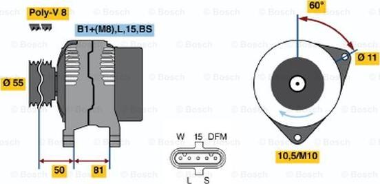 BOSCH 0 124 655 005 - Генератор autozip.com.ua