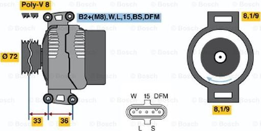 BOSCH 0 124 555 008 - Генератор autozip.com.ua