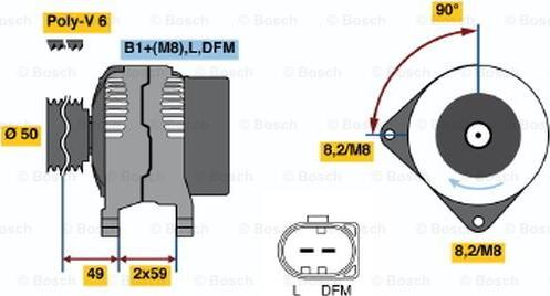 BOSCH 0 124 325 013 - Генератор відновлений VW T4 90-03. Polo 09-18. Polo 02-09. FOX 05-09. Lupo 98-05. Caddy II 95-04. Bora 98-13. Beetle new 98-11.  autozip.com.ua