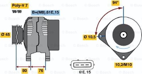 BOSCH 0 123 515 030 - Генератор autozip.com.ua