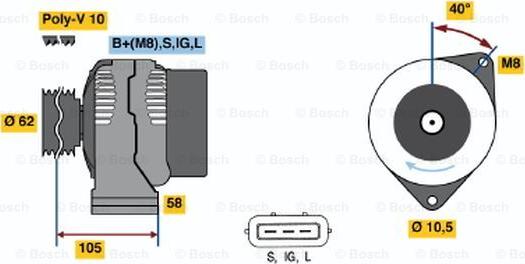 BOSCH 0 123 525 500 - Генератор autozip.com.ua