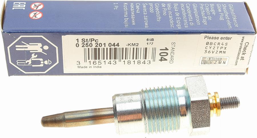 BOSCH 0 250 201 044 - Свічка розжарювання autozip.com.ua