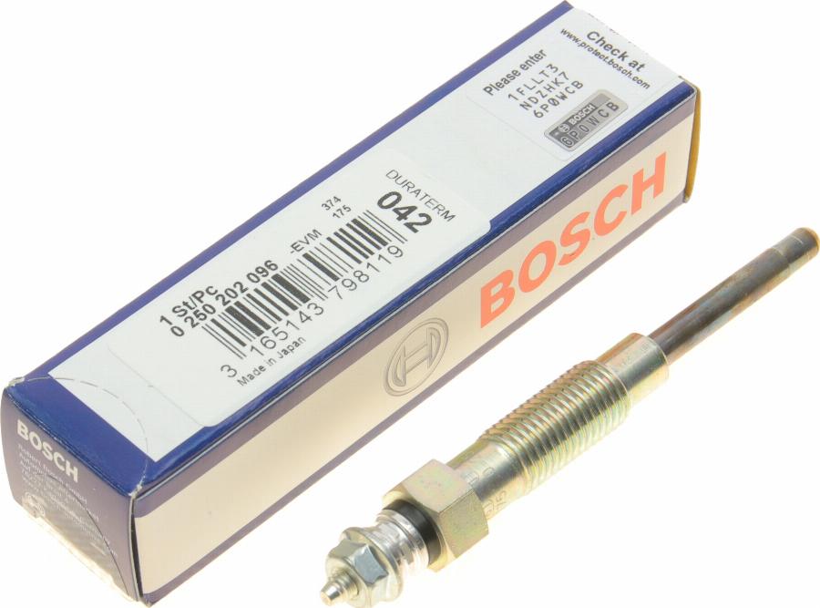 BOSCH 0 250 202 096 - Свічка розжарювання autozip.com.ua