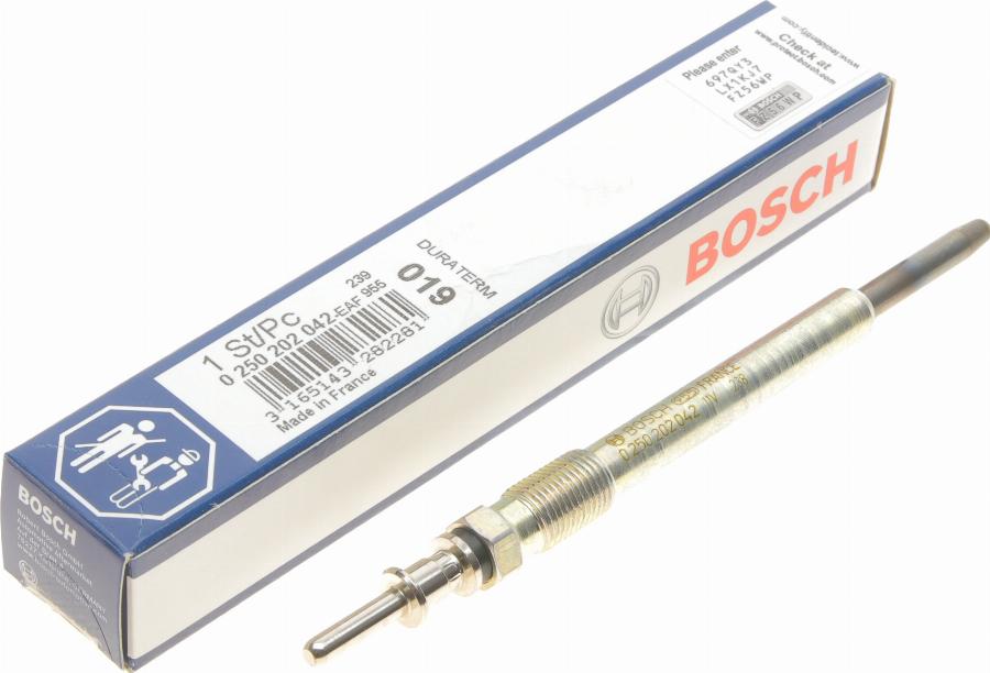 BOSCH 0 250 202 042 - Свічка розжарювання autozip.com.ua