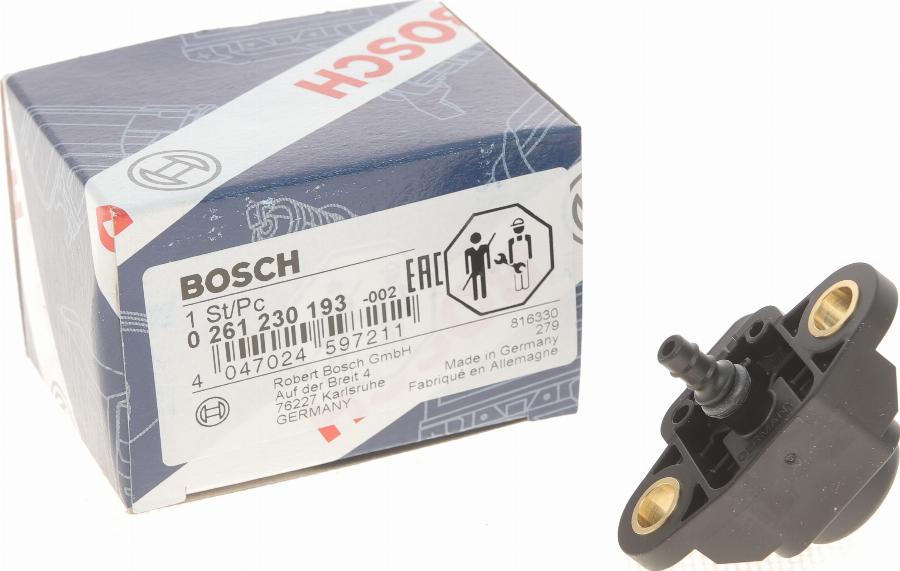 BOSCH 0 261 230 193 - Датчик, тиск наддуву autozip.com.ua