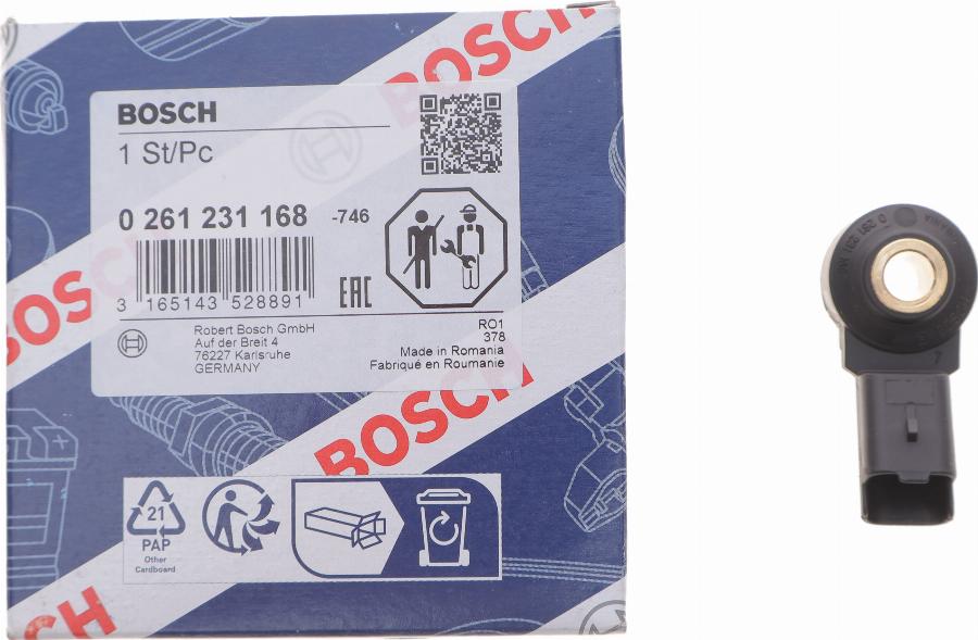 BOSCH 0 261 231 168 - Датчик детонації autozip.com.ua