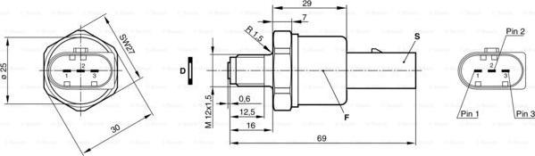 BOSCH 0 281 002 238 - Датчик, тиск подачі палива autozip.com.ua