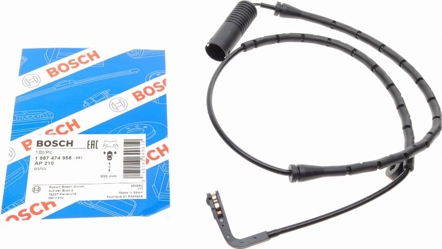 BOSCH 1 987 474 958 - Сигналізатор, знос гальмівних колодок autozip.com.ua