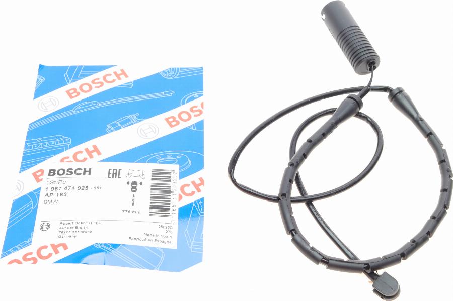 BOSCH 1 987 474 925 - Сигналізатор, знос гальмівних колодок autozip.com.ua