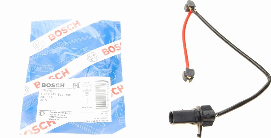 BOSCH 1 987 474 507 - Сигналізатор, знос гальмівних колодок autozip.com.ua