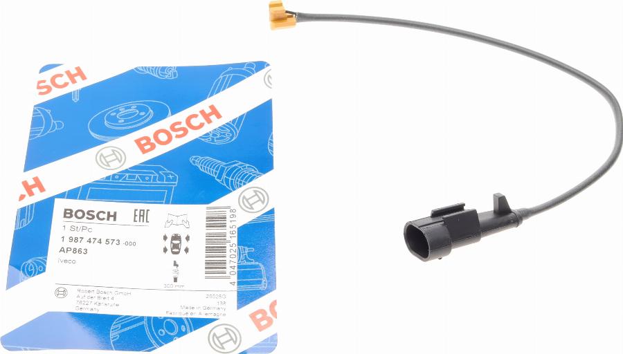 BOSCH 1 987 474 573 - Сигналізатор, знос гальмівних колодок autozip.com.ua