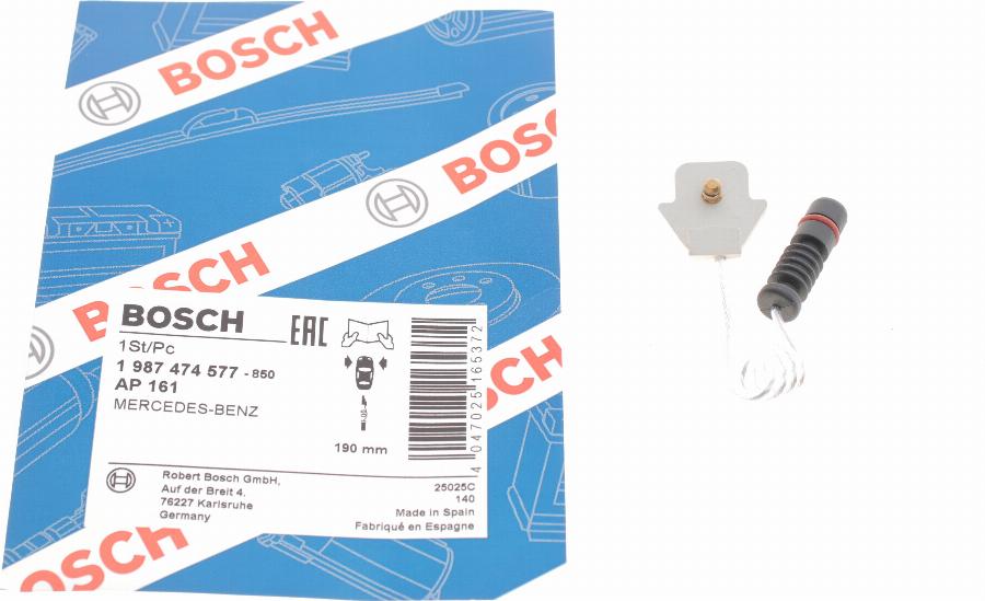 BOSCH 1 987 474 577 - Сигналізатор, знос гальмівних колодок autozip.com.ua