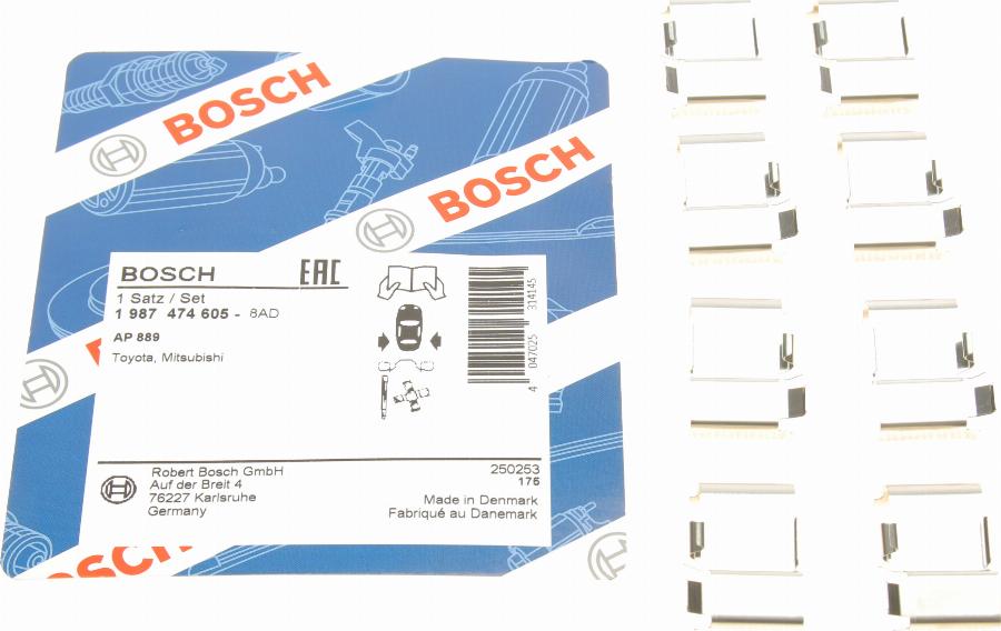 BOSCH 1 987 474 605 - Комплектуючі, колодки дискового гальма autozip.com.ua