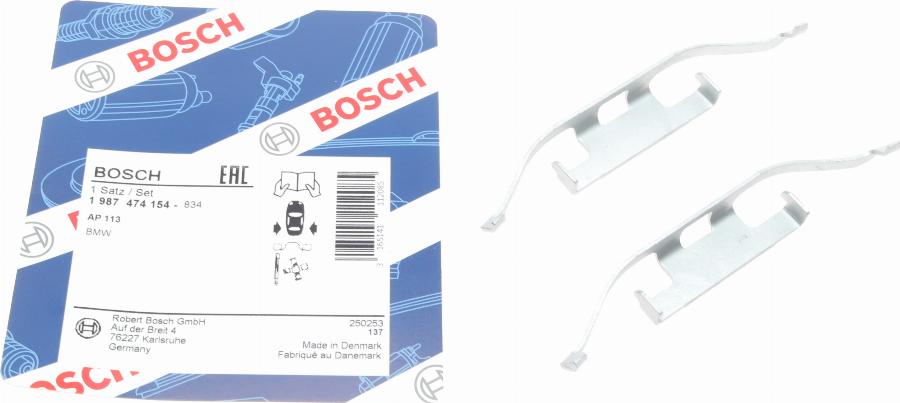 BOSCH 1 987 474 154 - Комплектуючі, колодки дискового гальма autozip.com.ua