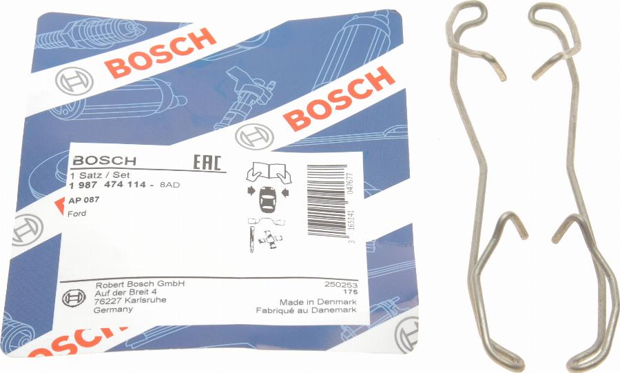 BOSCH 1 987 474 114 - Комплектуючі, колодки дискового гальма autozip.com.ua