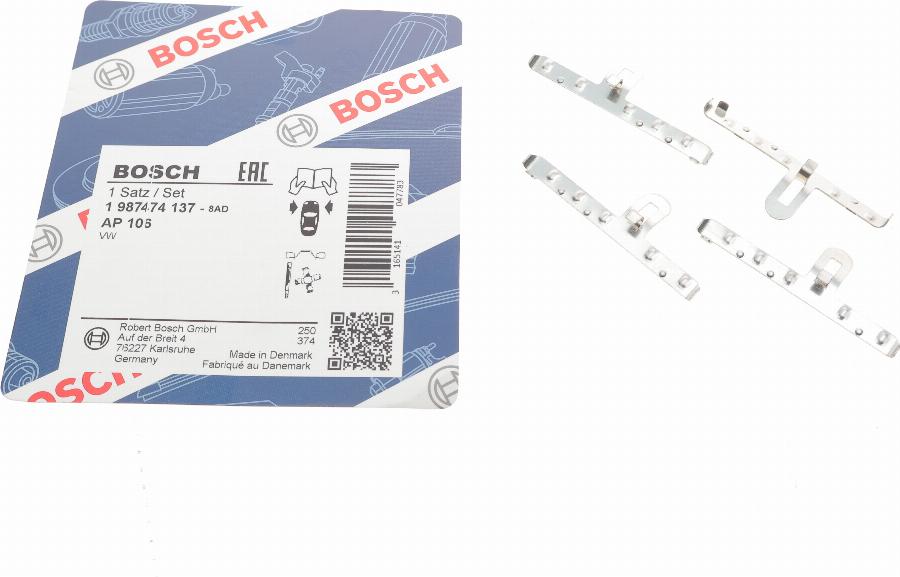 BOSCH 1 987 474 137 - Комплектуючі, колодки дискового гальма autozip.com.ua