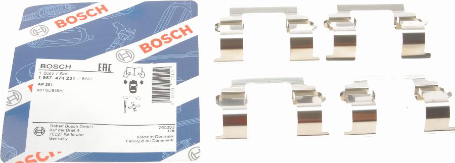 BOSCH 1 987 474 231 - Комплектуючі, колодки дискового гальма autozip.com.ua