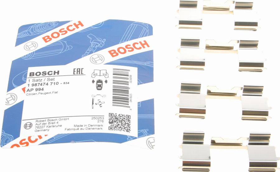 BOSCH 1 987 474 710 - Комплектуючі, колодки дискового гальма autozip.com.ua