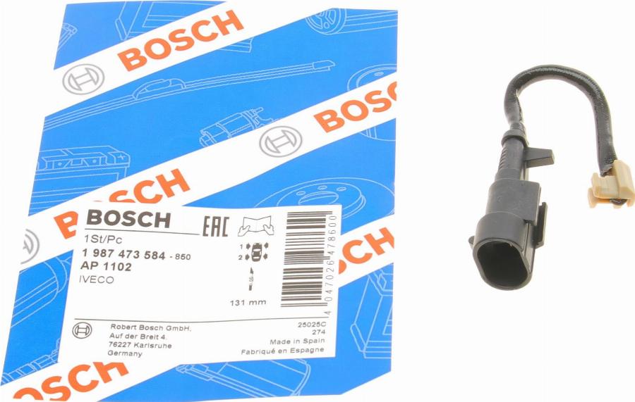 BOSCH 1 987 473 584 - Сигналізатор, знос гальмівних колодок autozip.com.ua