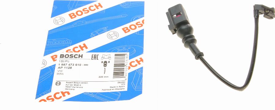 BOSCH 1 987 473 610 - Сигналізатор, знос гальмівних колодок autozip.com.ua