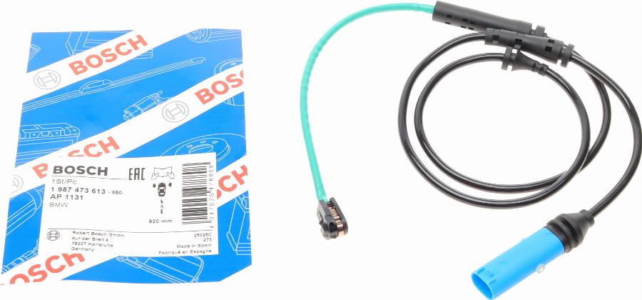 BOSCH 1 987 473 613 - Сигналізатор, знос гальмівних колодок autozip.com.ua