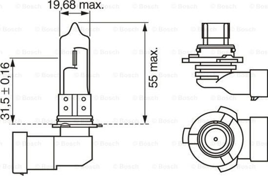 BOSCH 1 987 302 152 - Лампа накаливания HB3 12V 60W P20d PURE LIGHT пр-во Bosch autozip.com.ua