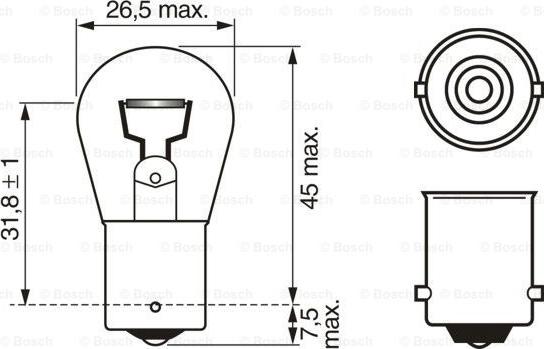 BOSCH 1 987 301 017 - Лампа накаливания P21W 12V 21W блистер 2 шт. пр-во Bosch autozip.com.ua