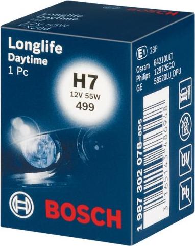 BOSCH 1 987 302 078 - Лампа розжарювання, фара дальнього світла autozip.com.ua