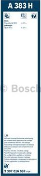 BOSCH 3 397 016 087 - Щітка склоочисника задн. Flat 380mm VW Tiguan 15- autozip.com.ua